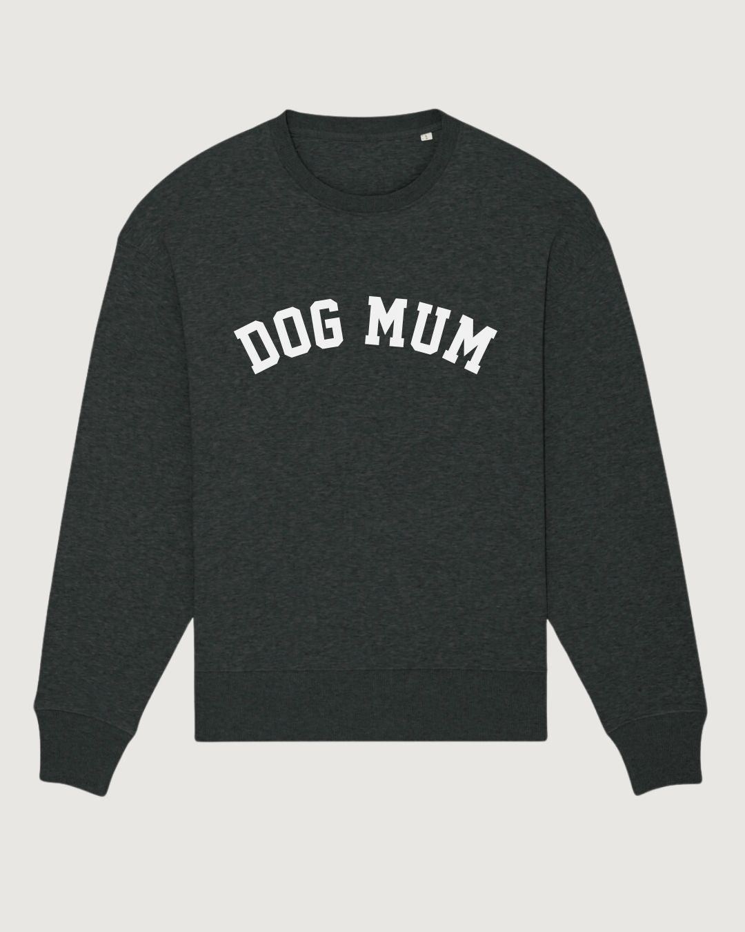 Organic Oversized Sweatshirt 'DOG MUM' | Dark Grey Heather