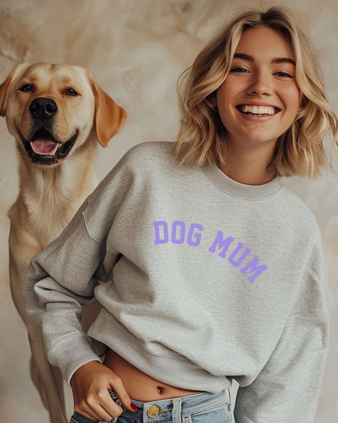 Premium Organic Sweatshirt 'DOG MUM' | Heather Grey