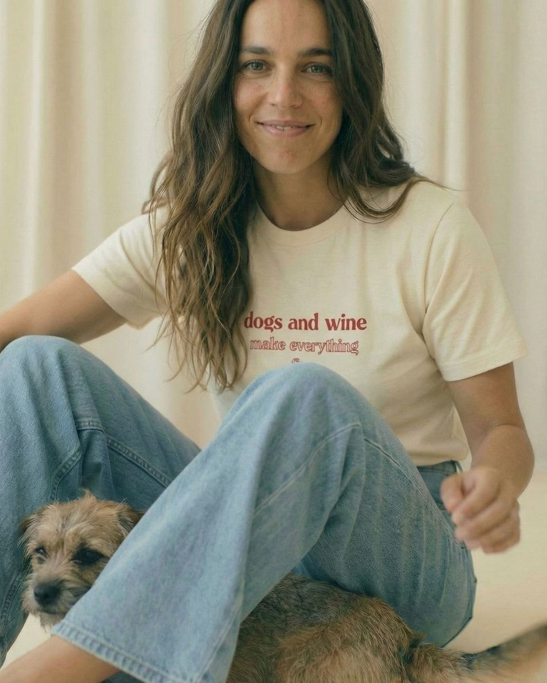 Organic Shirt 'dogs & wine' | Vintage White