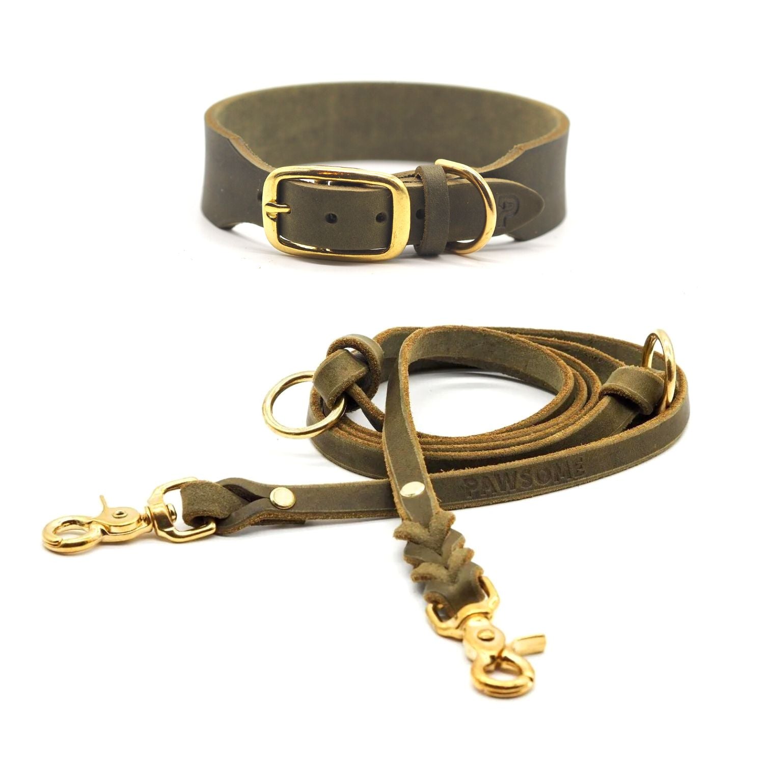 Leather Walk Bundle | Lederhalsband + Lederleine + Hundemarke