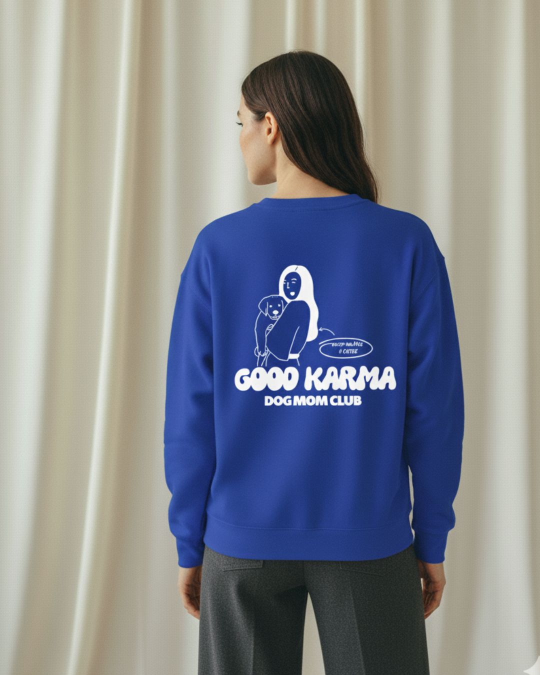 Limited | Organic Sweatshirt 'good karma dog mom club' | Royalblau