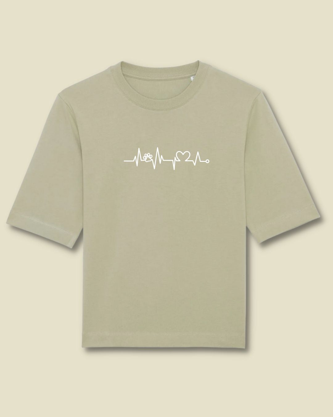 Premium Organic Frauen-Shirt 'Herzschlag Pfote' | Salbei