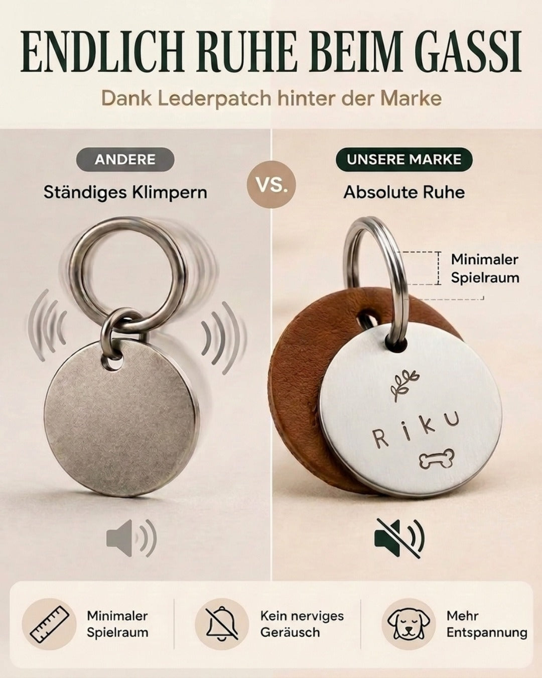 Hundemarke mit Gravur 'Silber' (Edelstahl)