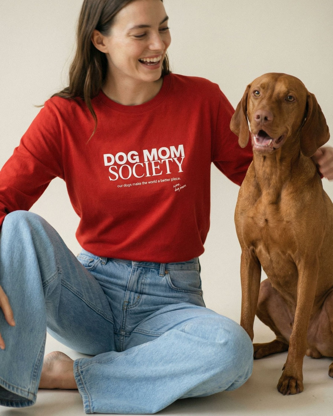 Limited | Organic Longsleeve 'DOG MOM SOCIETY' | Red