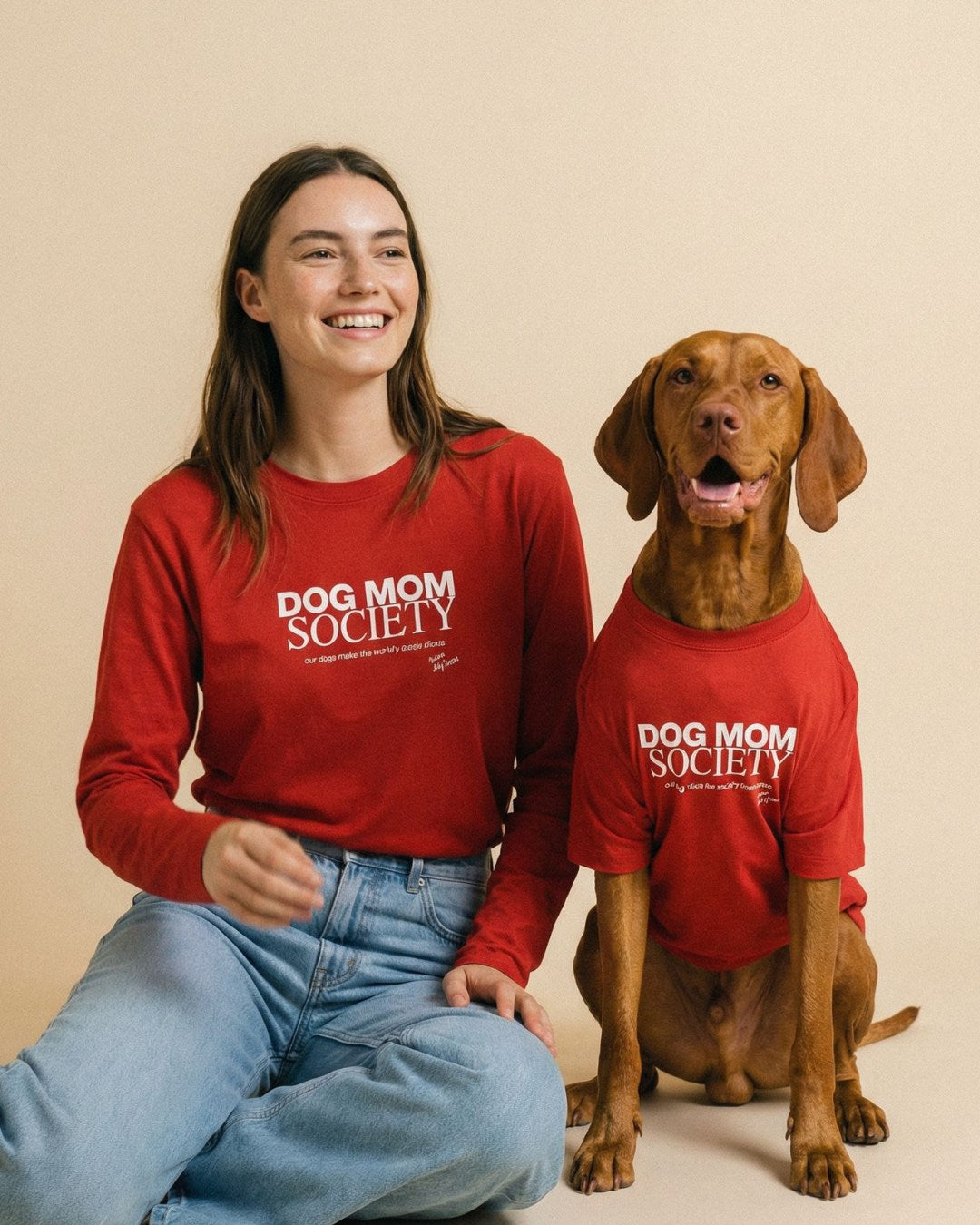 Limited | Organic Longsleeve 'DOG MOM SOCIETY' | Red