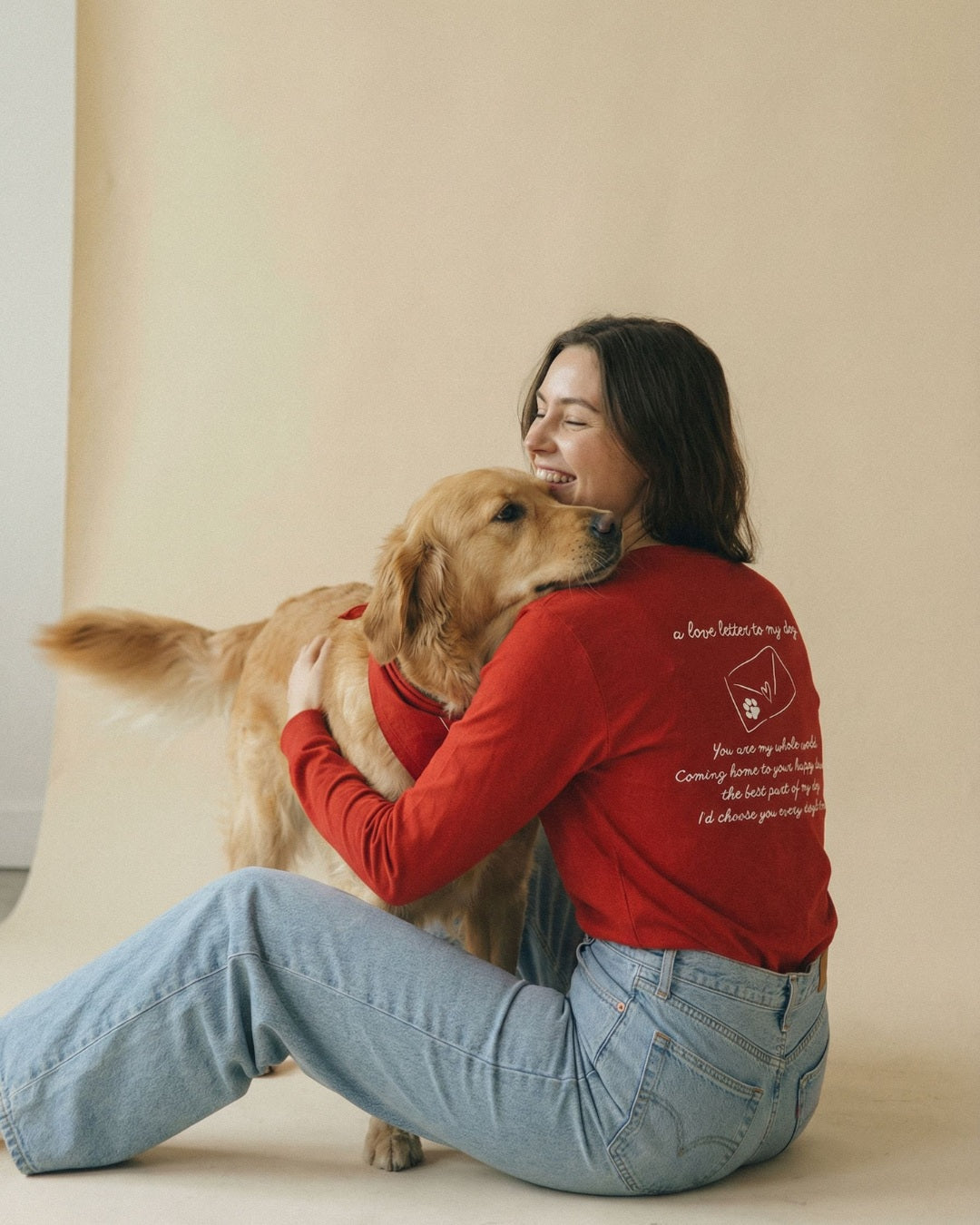 Limited | Organic Longsleeve 'love letter to my dog' | Red
