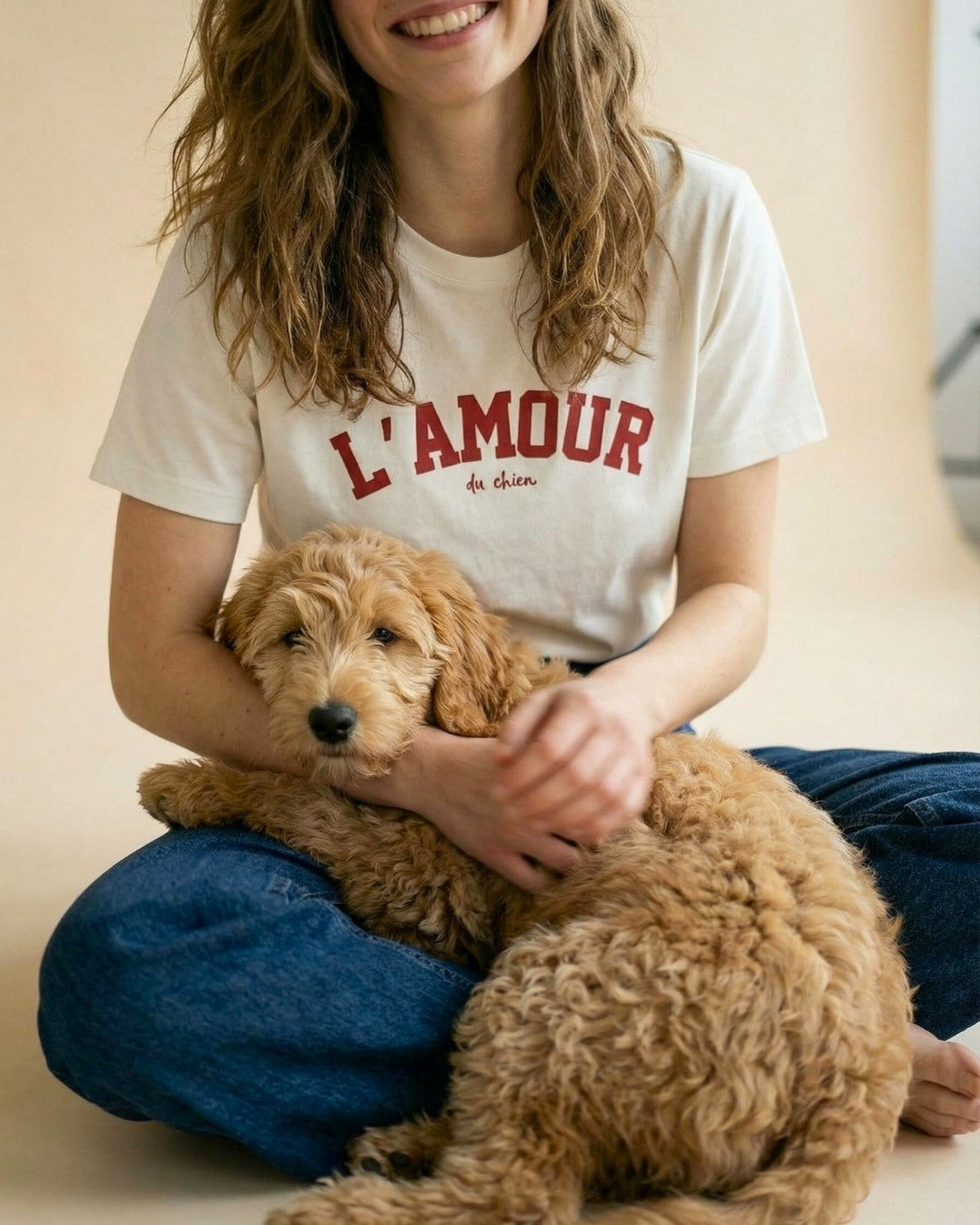 Organic Shirt 'L'AMOUR du chien' | Vintage White