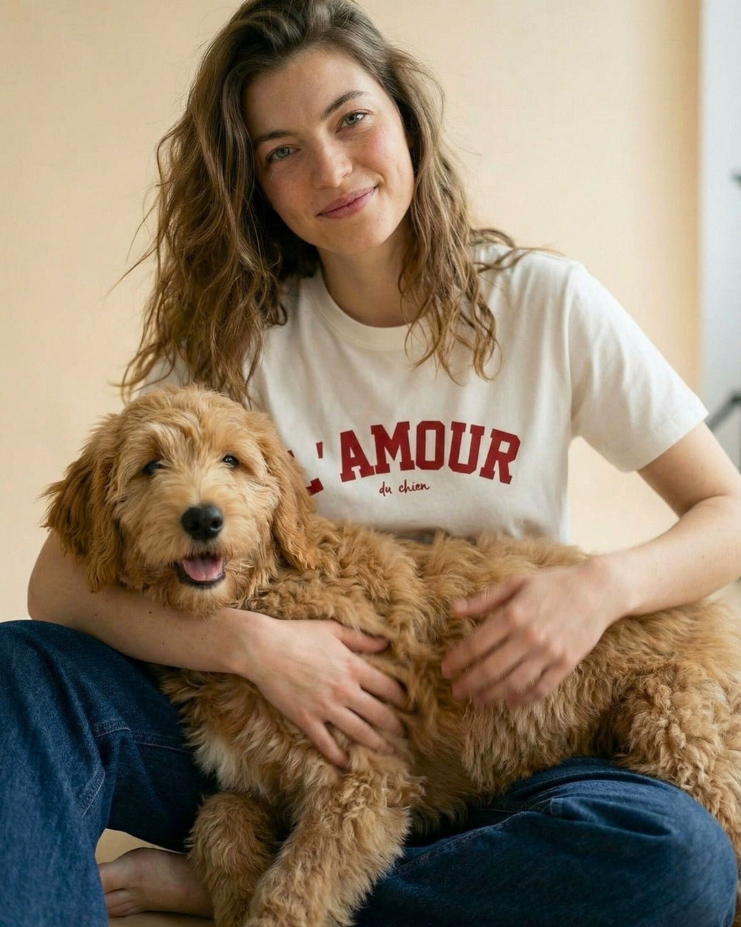 Organic Shirt 'L'AMOUR du chien' | Vintage White