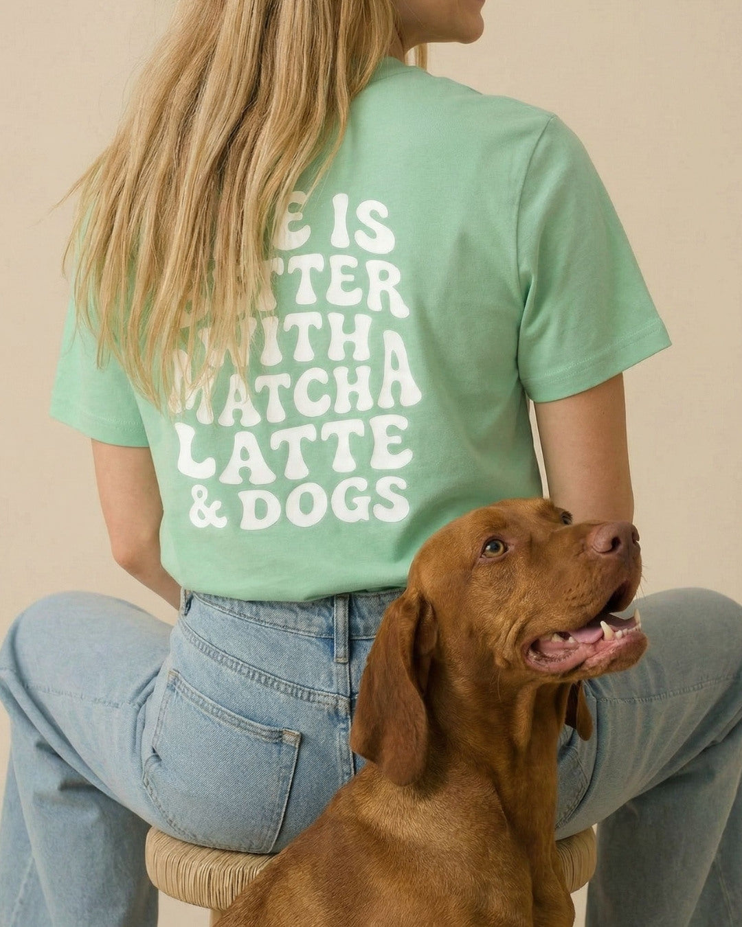 Limited | Organic Shirt 'matcha latte & dogs' | Salbei