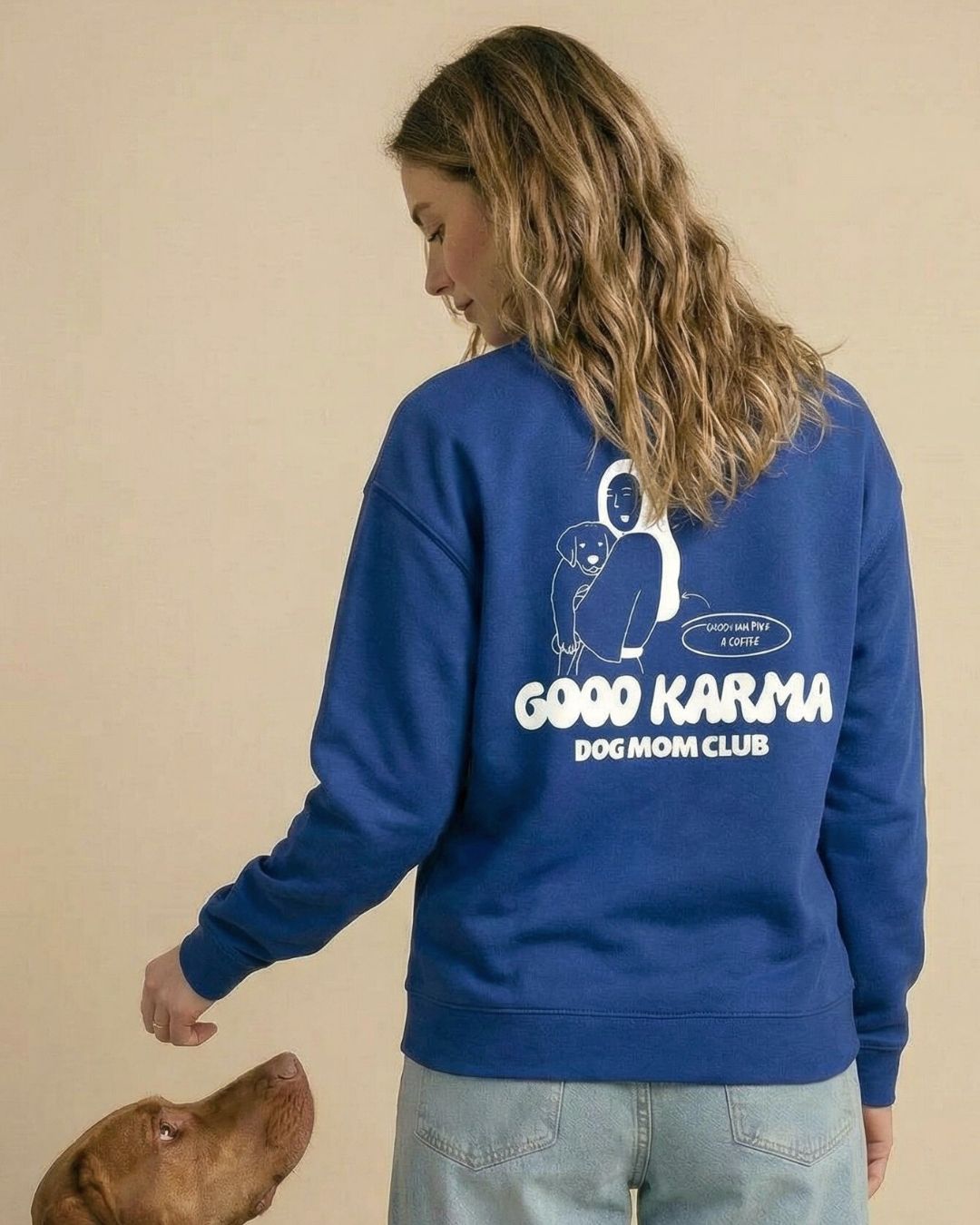 Limited | Organic Sweatshirt 'good karma dog mom club' | Royalblau