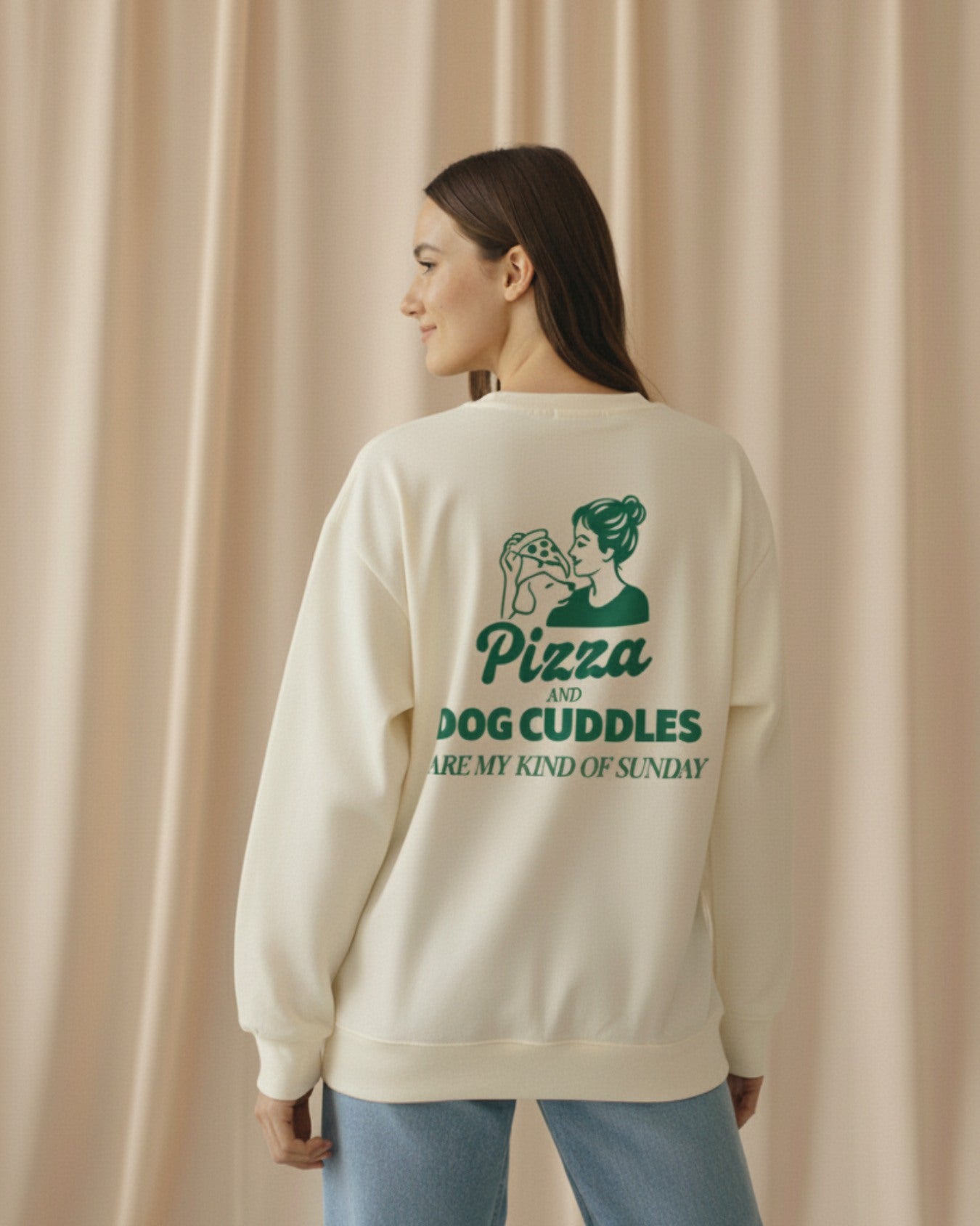 Limited | Organic Sweatshirt 'pizza and dog cuddles'