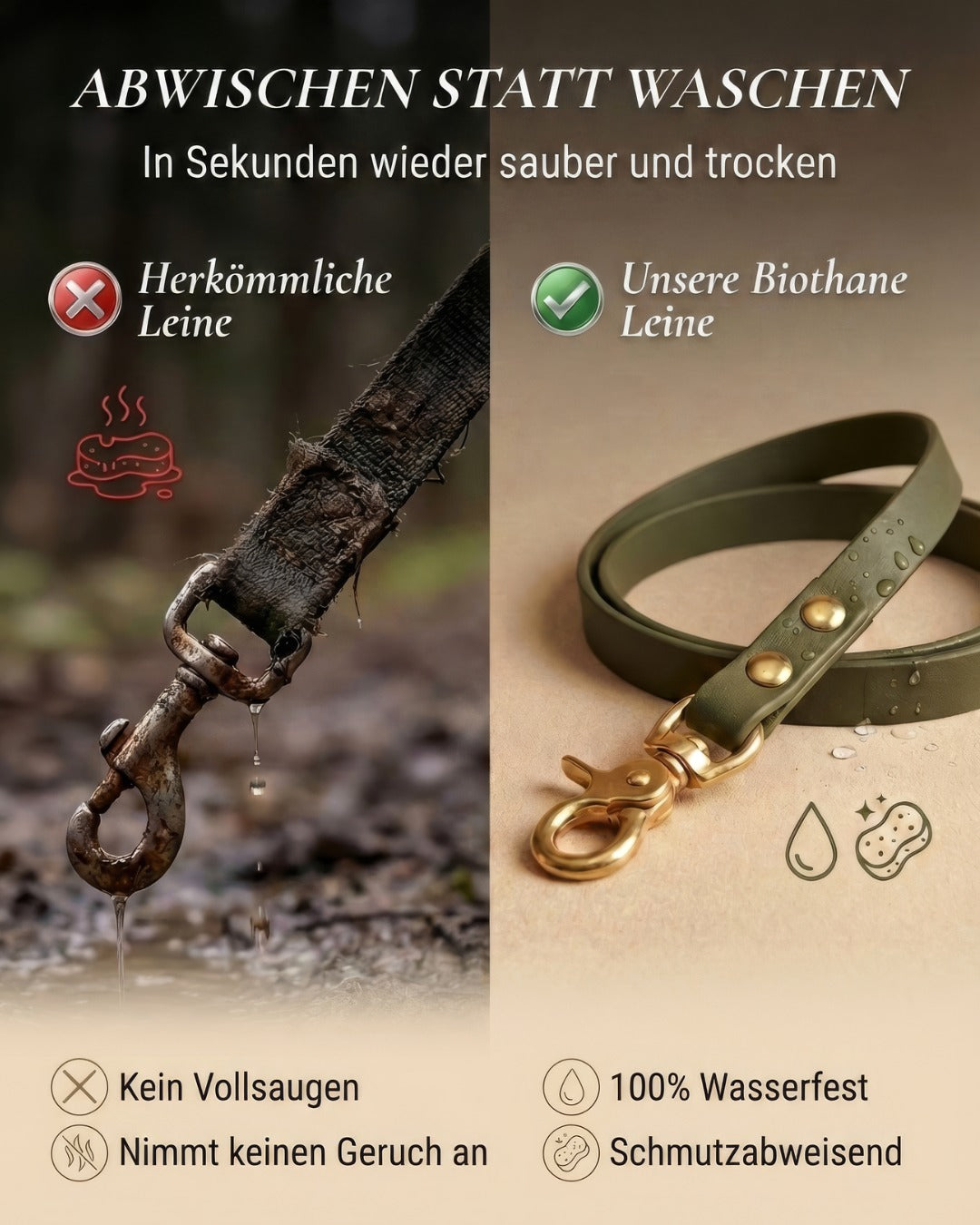 Wasserfeste Schleppleine aus Biothane