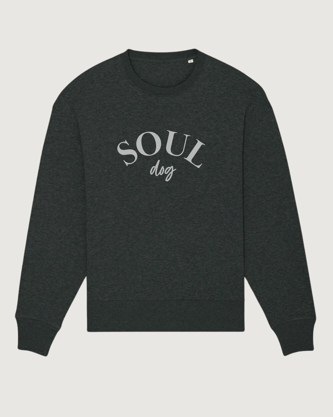 Organic Oversized Sweatshirt 'SOUL dog' | Dark Grey Heather