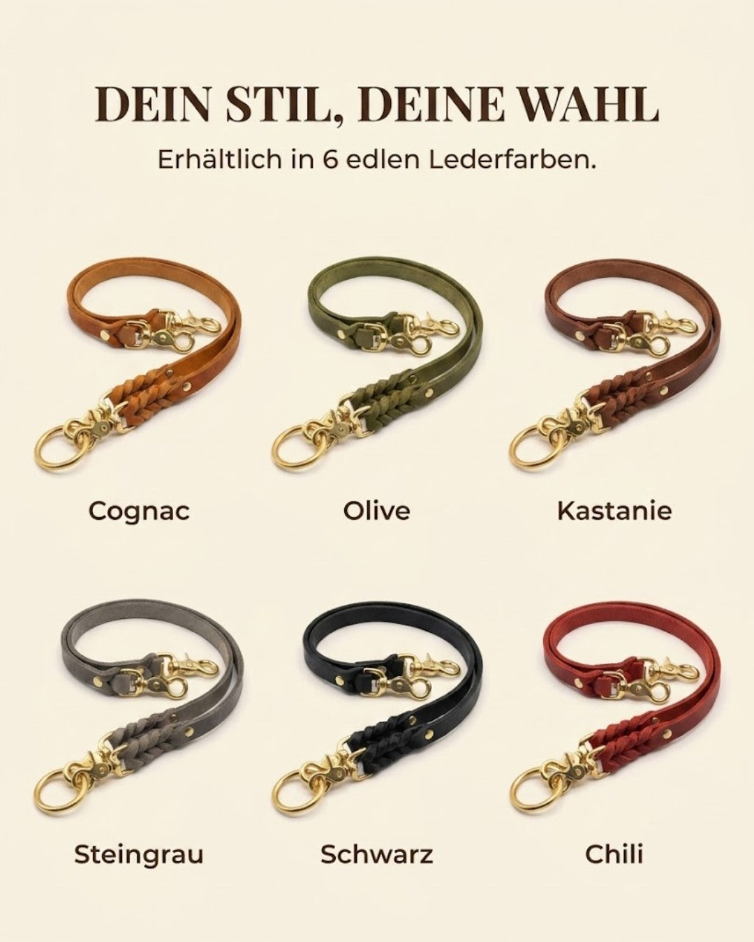 Verbindungsteil aus Leder für mehrere Hunde an einer Leine (1 Stück)