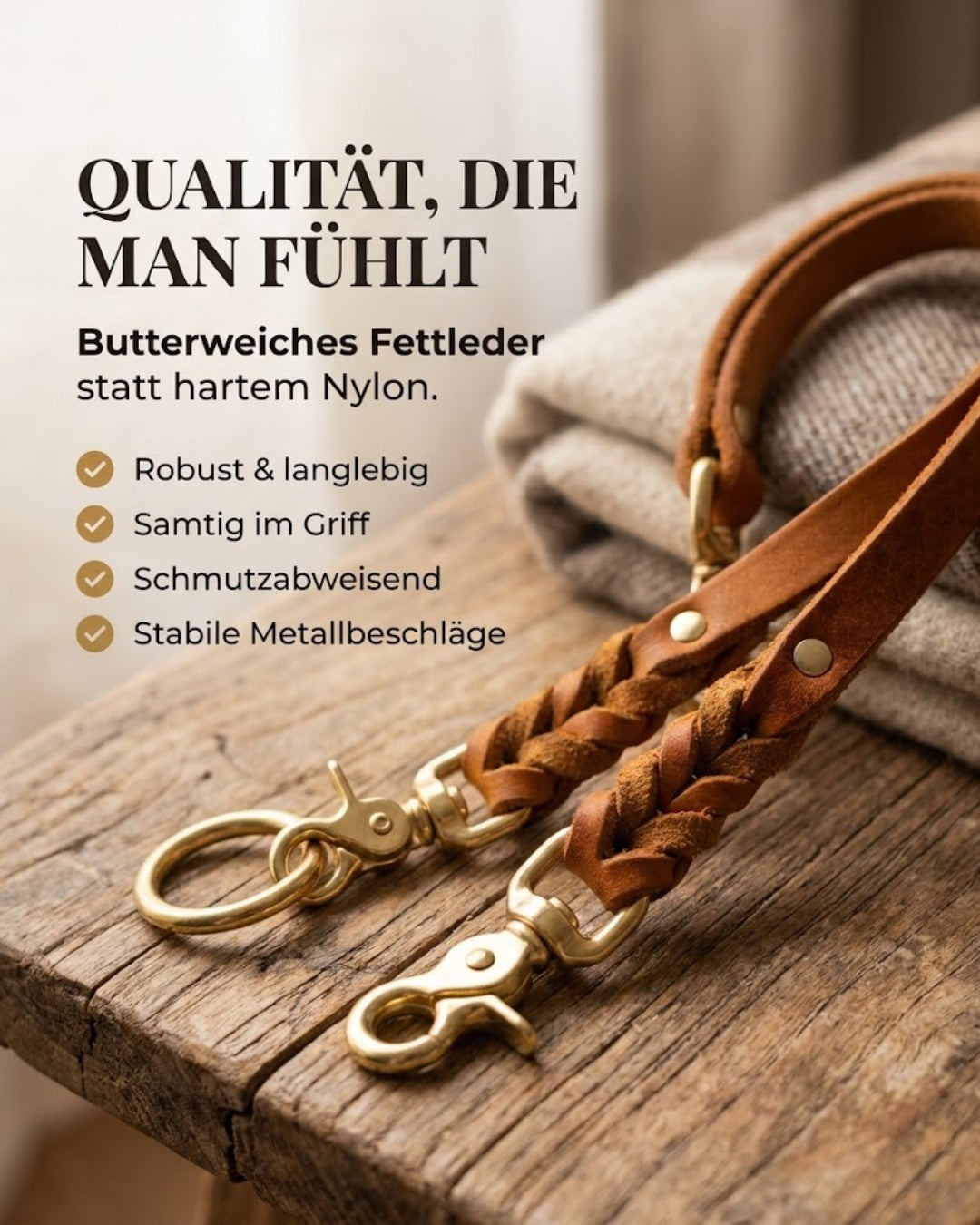 Verbindungsteil aus Leder für mehrere Hunde an einer Leine (1 Stück)