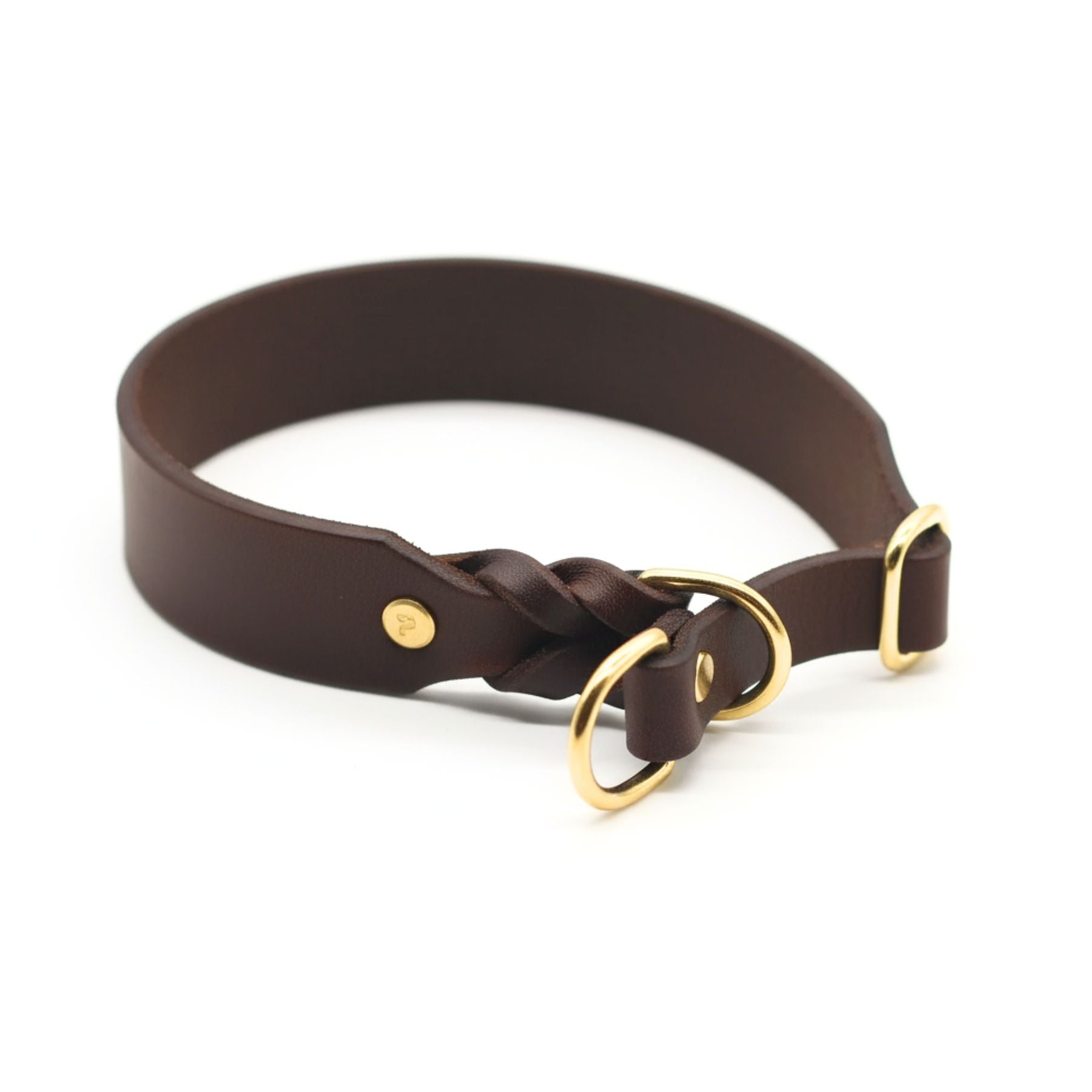 Zugstopp-Halsband aus Fettleder 'Kastanie'