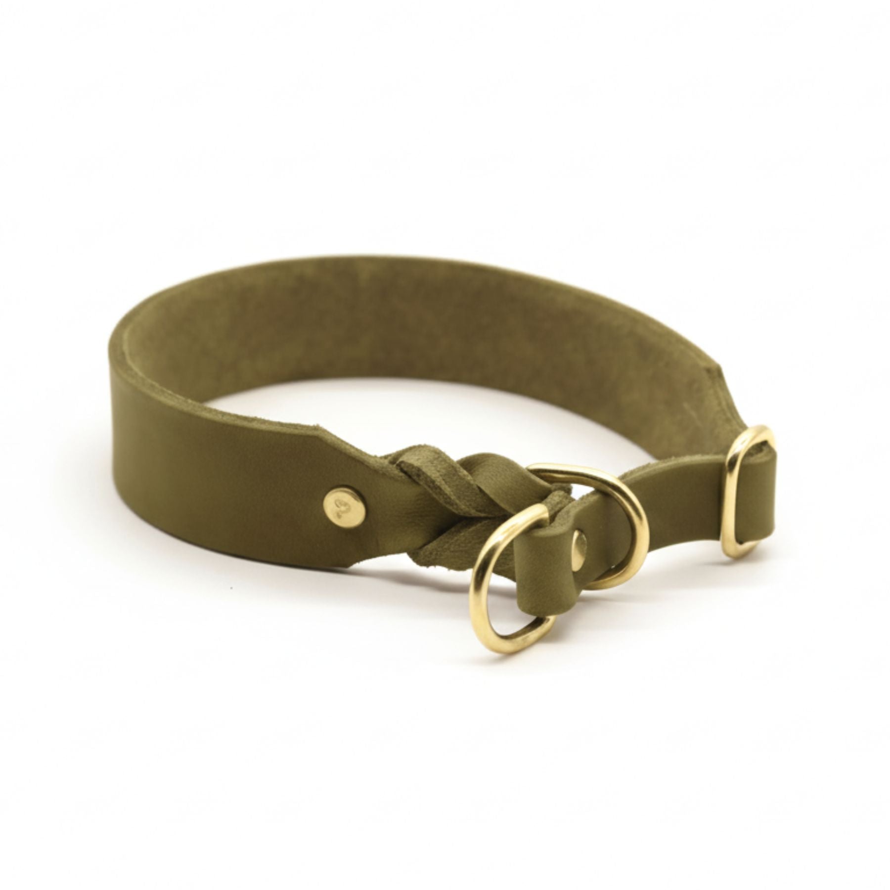 Zugstopp-Halsband aus Fettleder 'Olive'