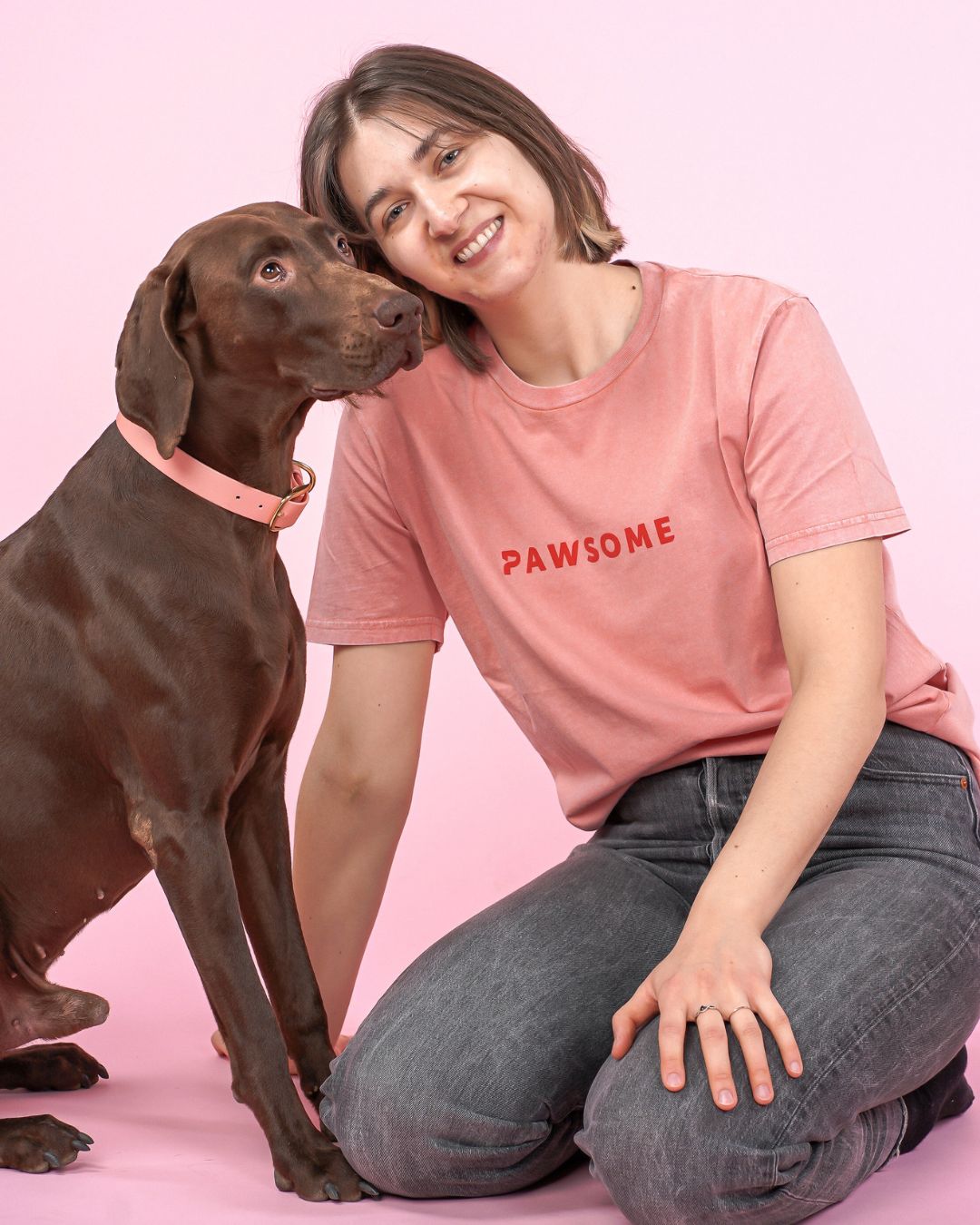 Premium Organic Shirt 'PAWSOME' | Rose Clay