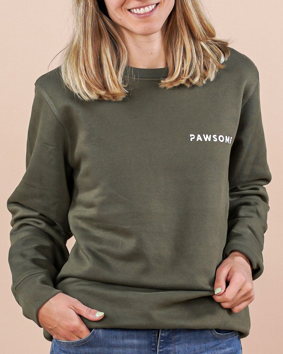 Organic Sweatshirt 'PAWSOME' | Forest Green