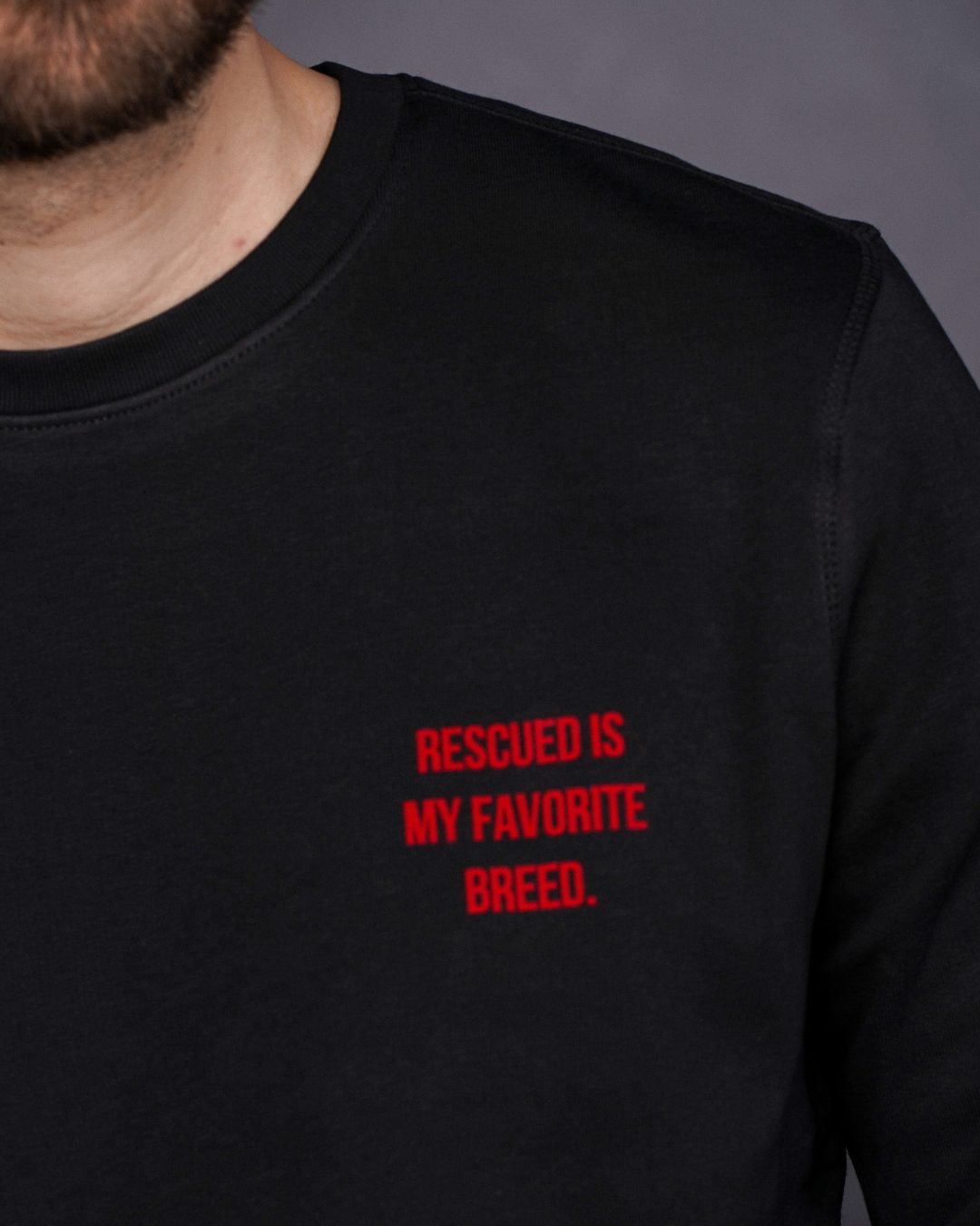 Organic Sweatshirt 'Rescued is my favorite breed'